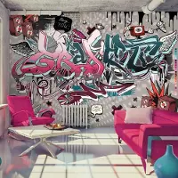 Artgeist Fotobehang – Behangpapier - Fotobehang - Graffiti: hey You! 100x70 -