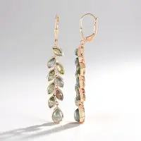 Cavill - Zilveren Oorbellen Roséverguld - 5,94 ct Koperen Maniry Labradoriet Peervorm en Marquise Cabochon - 925 Sterling Zilver - Elegant 55 mm Lang