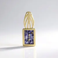 Cavill - 375 Geelgoud Hanger - AAA Tanzaniet Princess Geslepen 0,324ct - Luxe Sieraden Dames - Bezelzetting - Organisch Design