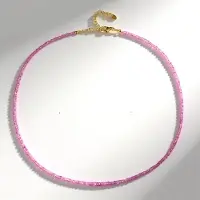 Cavill - Zilveren Halsketting - 925 Sterling Zilver Verguld - 31 143 ct Roze Saffieren Fancy Kraal Gefacetteerd - Verstelbare Elegante Damesketting