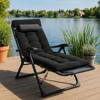 Laura Inklapbare Luxe Ligstoel met Kussen 180 x 62 x 44 cm – 7-Voudig Verstelbare Outdoor Relaxstoel voor Balkon, Tuin en Terras – Ergonomische Tuinstoel Zwart – Comfortabel en Duurzaam |