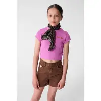 Shoeby T-shirt rib gebreid paars Meisjes Stretchkatoen Ronde hals Effen - maat 146/152