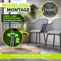 Laura Tuinstoelen Set van 4 52x55x83 cm – Weerbestendig, UV-bestendig, Modern Design met Armleuningen – Comfortabele Outdoor Balkon & Terras Stoelen – Belastbaar tot 120 kg –
