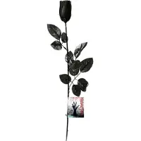 Atosa Halloween accessoires bloemen - zwarte rozen met blaadjes - 53 cm