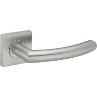 Intergriff Deurkruk (2x) Donna rond 20mm haaks op vierkant rozet geborsteld RVS | RVS deurklinken