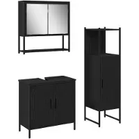 vidaXL Badkamermeubel Set 3 st Zwart 33 x 33 x 113,5 cm Bewerkt hout
