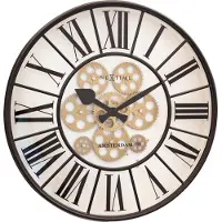 Nextime Witte Gear Klok - Grote Wandklok - 50cm - Bewegende Tandwielen - "William" - NeXtime NE-3283WI