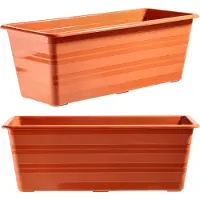 Kadax Bloembak, balkonpot van kunststof, weerbestendige plantenbak, bloempot, balustrade voor het kweken van bloemen en kruiden (40 cm, terracotta)