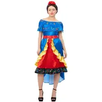 Smiffys - Deluxe Artist Frida Kostuum - S - Blauw