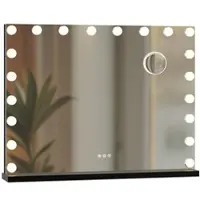 CLP Norlina Make-up spiegel - Cosmetische spiegel - met vergroting - Dimbare LED-verlichting - 3 lichtstanden - zwart met Bluetooth