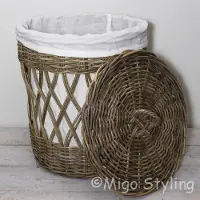 Migo Styling Wasmand - Rond - Open - Met binnenzak - Riet - Rotan - Dia50xH60-