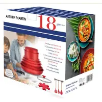 Arthur Martin Batterie de cuisine avec manche amovible 18 pièces Rouge AMR94
