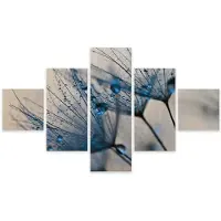 Karo-art Schilderij - Paardenbloem met waterdruppels, 5luik, premium print