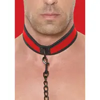 Ouch! Puppy Play Halsband met Riem - Rood