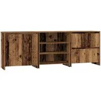 vidaXL Dressoir 3 st Oudhout 70 x 41 x 75 cm Bewerkt hout