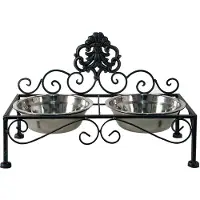 Clayre & Eef Zwarte Dieren Voerbak 39*19*25 Cm 6y4682