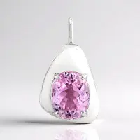 Cavill - Zilveren Hanger - 925 Sterling Zilver met Palladium - Afghaanse Kunziet 2,3 ct - Ovaal Briljantslijp - Elegant Dames Sieraad