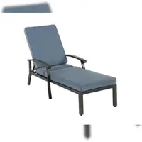 MODFU - Ligstoel - Verstelbare Rugleuning - Inclusief Katoenen Kussen - Aluminium - Blauw - 204 X 58 X 100/30 Cm