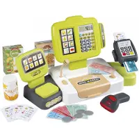Smoby - Rollenspel - Shopping - Elektronische Supermarkt kassa met kassa lade, echte rekenmachine, dummymicrofoon, creditcardlezer en weegschaal met mechanische actie