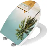 Wenko WC bril Corbara - Thermoplast hoogglans met print - Easy-Close softclose sluiting - Fix-Clip bevestiging afklikbaar in RVS - belastbaar tot 350 kg - Toiletbril decor - Toiletzitting met print