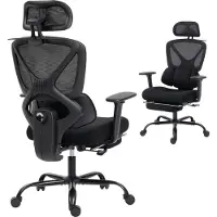 HOMCOM Office Chair-Polyester, Kunststof-75L x 73B x 120-128Hcm-Zwart
