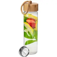 Orion Waterfles - Borosilicaatglas - 450 ml - Bamboe Dop - RVS Filter