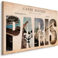 Karo-art Schilderij - Postkaart uit Parijs, Vintage, Premium Print op canvas