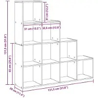 vidaXL Roomdivider Boekenkast 10-laags 131,5 x 29 x 131,5 cm