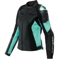 Dainese Racing 4 Leren Jas Dames Zwart Aqua Groen Maat 44