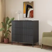 En.casa Ladekast Nykapin commode met 3 lades 80x80x40 cm zwart []