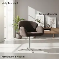 OKWISH Eetkamerstoel 64 x 64 x 78 cm - 360 Graden Draaibaar En Ergonomisch - Voor Eetkamer Of Werkkamer - Stof En Metaal - Bruin