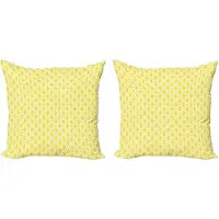 Abakuhaus Citroen decoratieve kussenhoes, 2 stuks, modern accent, dubbelzijdige digitale print, 50x50 cm, mosterdwit