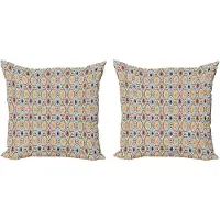 Abakuhaus Boho decoratieve kussenhoes, 2-pack, modern accent, dubbelzijdige digitale print, 50x50 cm, oranje bordeauxrood