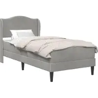 vidaXL Bedframe met hoofdeinde 2 st Lichtgrijs 90 x 190 cm Fluweel