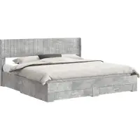 vidaXL Bedframe met opbergruimte en hoofdbord Betongrijs Bewerkt hout