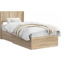 vidaXL Bedframe met opbergruimte en hoofdbord Sonoma Eiken