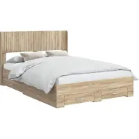 vidaXL Bedframe met opbergruimte en hoofdbord Sonoma Eiken