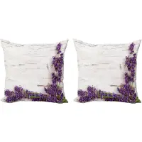 Abakuhaus rustieke houten sierkussens, set van 2, Modern Accent dubbelzijdige digitale print, 40x40 cm, paars