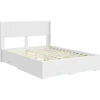 vidaXL Bedframe met opbergruimte en hoofdbord Wit Bewerkt hout