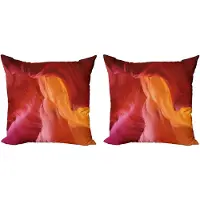 Abakuhaus Decoratieve kussenhoes met geologiemotief, 2 stuks, moderne accenten, dubbelzijdige digitale print, 50x50 cm, vermiljoen lichtoranje