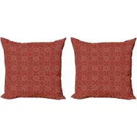 Abakuhaus Oosterse decoratieve kussenhoes, 2-pack, modern accentdesign, dubbelzijdige digitale print, 45x45 cm, vermiljoen camel en tan