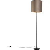 QAZQA Vloerlamp zwart met velours kap taupe en goud 40 cm - Simplo