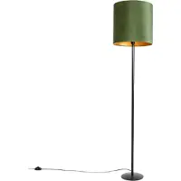 QAZQA Botanische vloerlamp zwart met groene kap 40 cm - Simplo