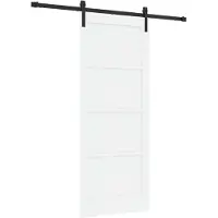 vidaXL Schuifdeur Wit en zwart 83 x 202 cm Massief grenenhout