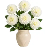 Mica Decorations Kunstbloem Dahlia Floristic - 6x - H75 cm - wit - kunststof - stelen kunstbloemen - boeket - bloemetjes