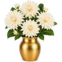 Mica Decorations Kunstbloem Dahlia Artistic - 4x - H74 cm - creme wit - kunststof - stelen kunstbloemen - boeket - bloemetjes