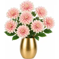 Mica Decorations Kunstbloem Dahlia Floristic - 8x - H75 cm - roze - kunststof - stelen kunstbloemen - boeket - bloemetjes