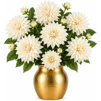 Mica Decorations Kunstbloem Dahlia Artistic - 6x - H74 cm - creme wit - kunststof - stelen kunstbloemen - boeket - bloemetjes