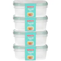 PlasticForte Vershoudbakjes - 8x stuks - 1.5 liter - herbruikbaar - transparant/groen - kunststof - magnetron - vriezer