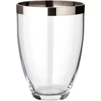 Edzard Charlotte vaas, handgeblazen kristalglas met platina rand, hoogte 24 cm